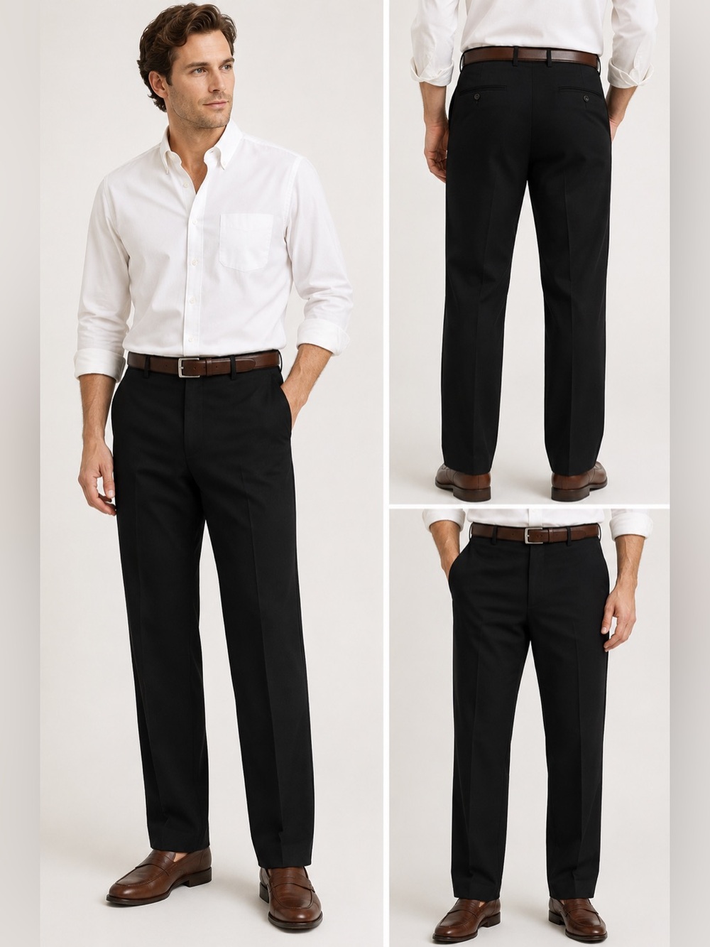 Lauren Ralph Lauren Total Comfort Black Gray Flat Front Dress Pants Men’s 38x32